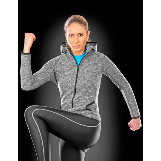 Women´s Microfleece Hoodi - marl grey - black-187