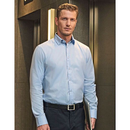 Men's Long Sleeve Tailored Contrast Herringbone Shirt - white - silver - convoy grey-166