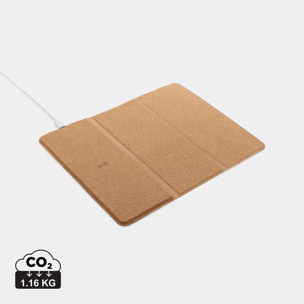 Wireless 10W Kork-Mauspad mit Ladefunktion und Ständer - braun-946