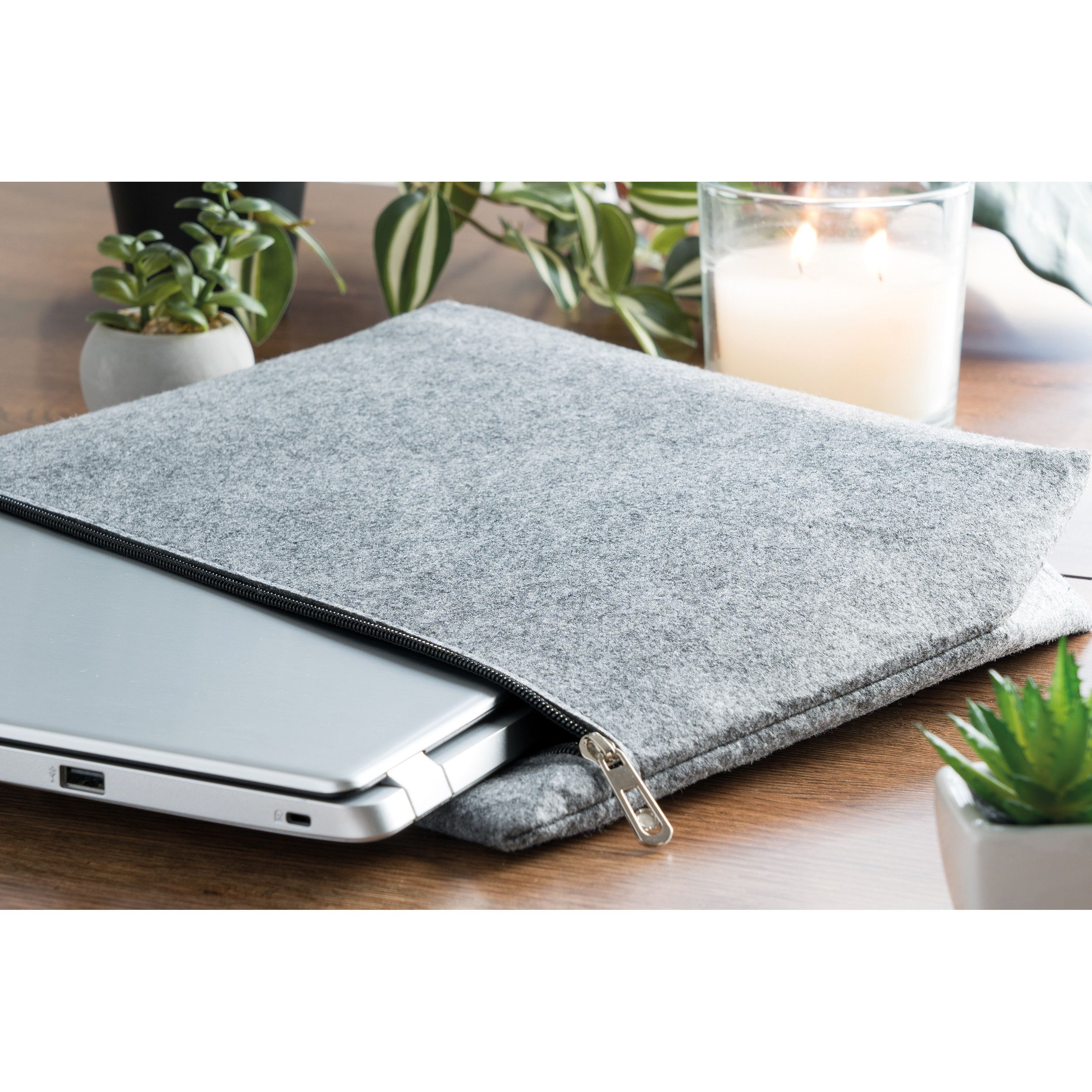 RPET Filz Laptoptasche Lugano - silbergrau-825