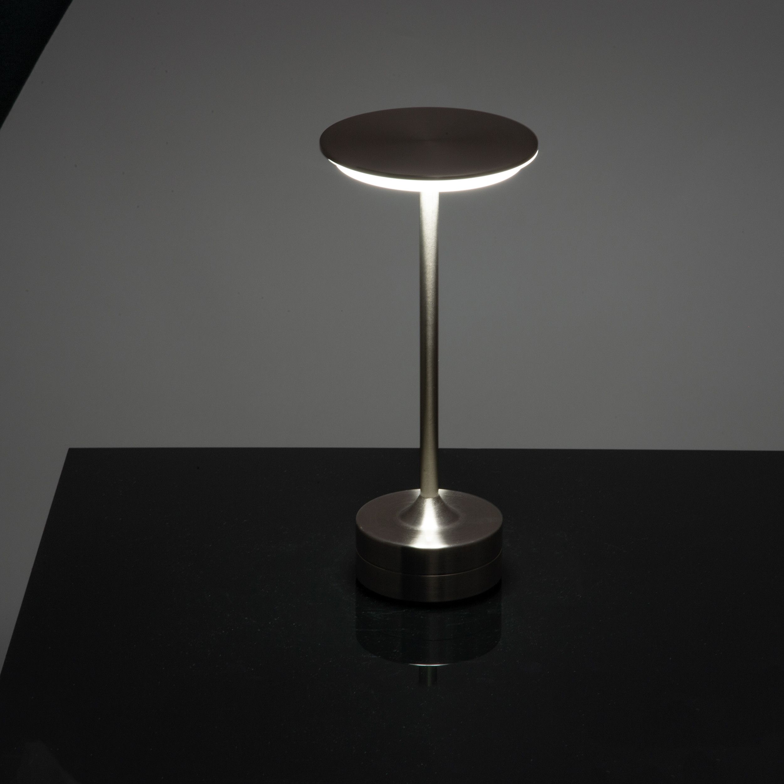 Tischlampe aus Edelstahl - silbergrau-643