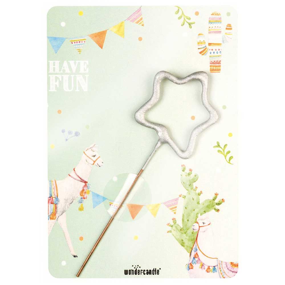 Wondercandle Mini mit Wondercard  - Stern, silber-448