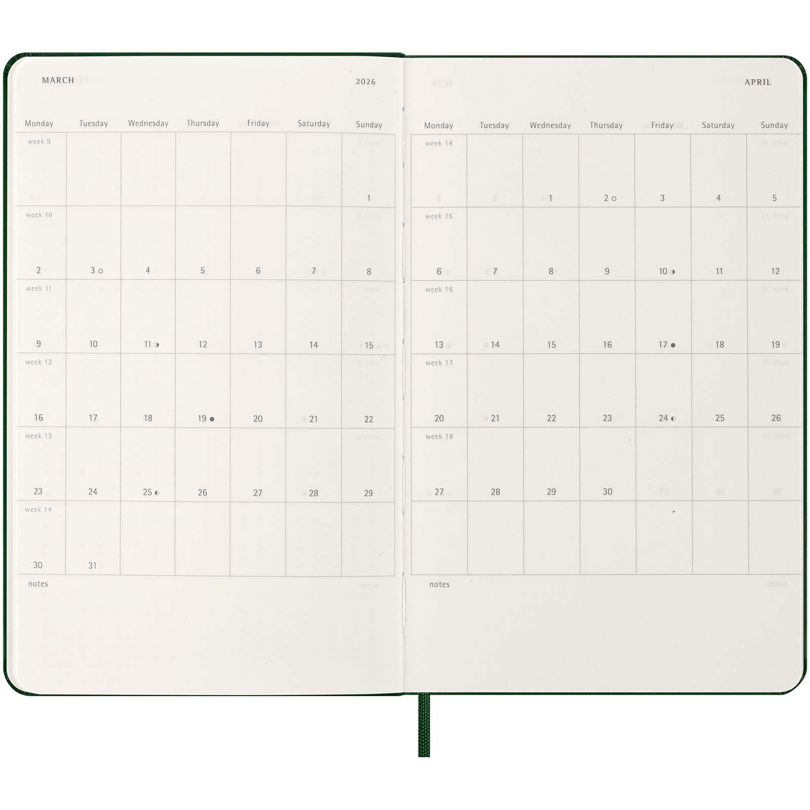 Moleskine Hardcover 12 Monate Tageskalender - myrtengrün-515