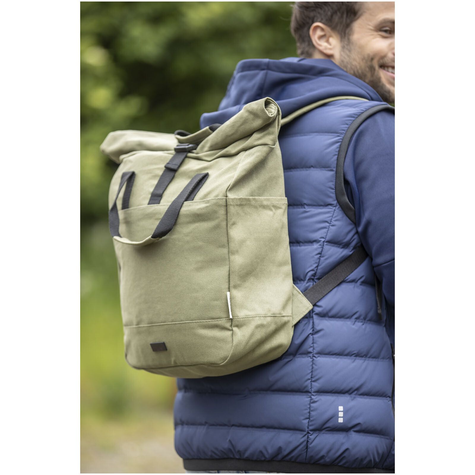 Joey 15" GRS Rolltop Laptoprucksack aus recyceltem Canvas 15 L - grau-574