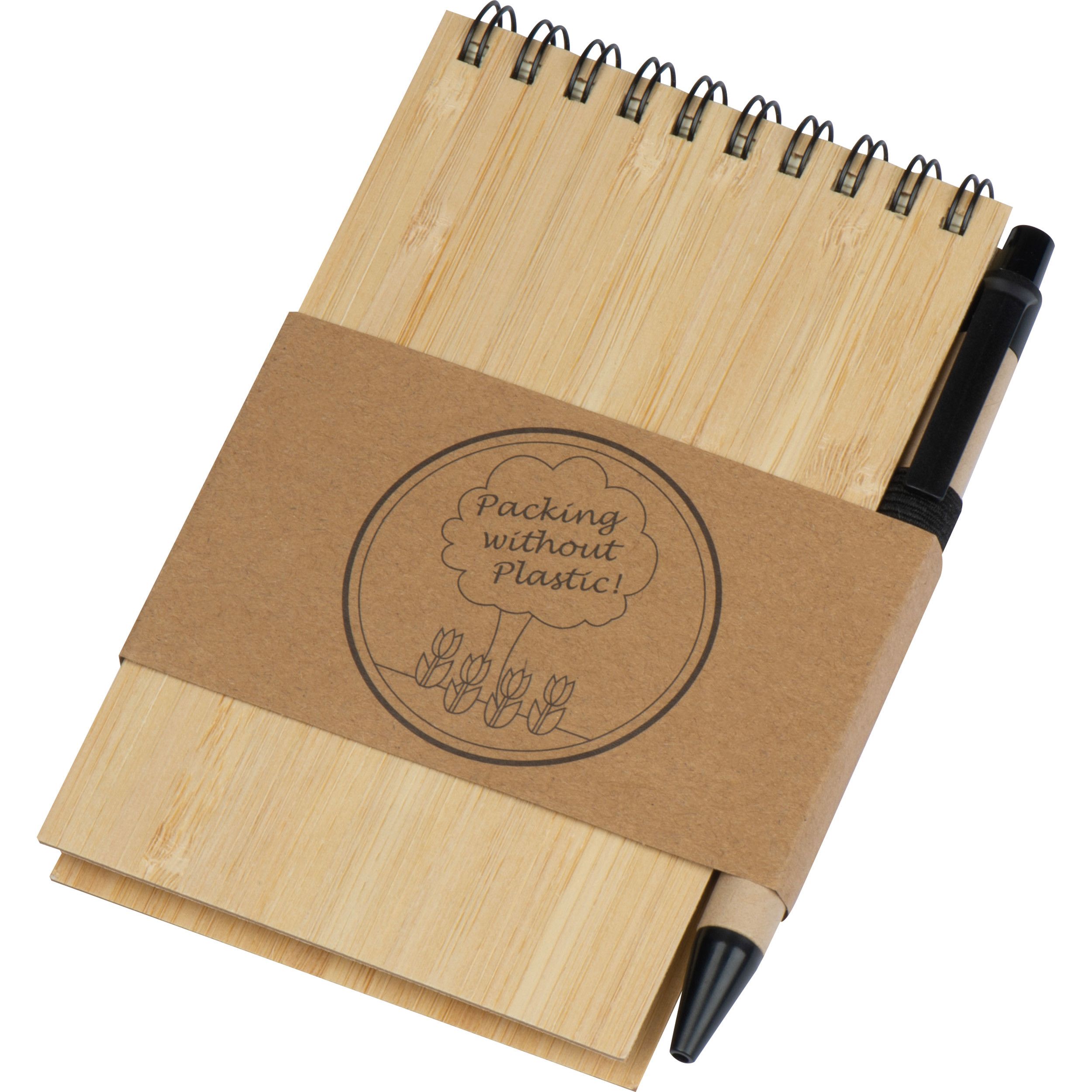 Notizbuch mit Bambuscover - beige-120