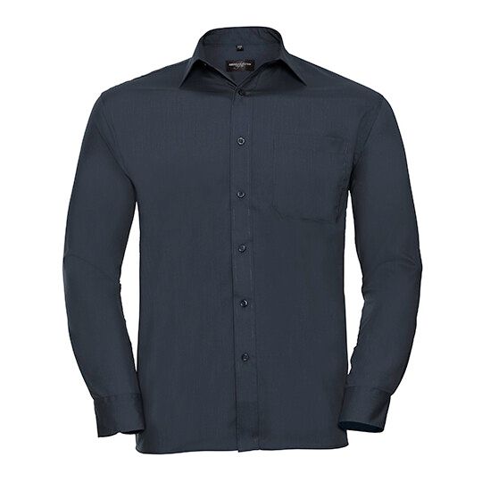 Men's Long Sleeve Classic Polycotton Poplin Shirt - french navy-885